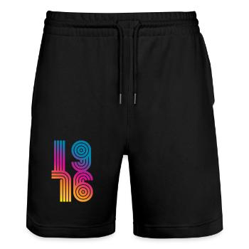 Millésime 1976 - Short de jogging bio TRAINER Stanley/Stella unisexe - noir - Devant - Nik (191cm) & Marisol (170cm)