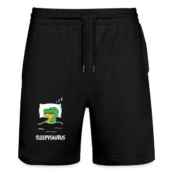 Sleepysaurus Dino endormi Drôle de crèche Dinosaure - Short de jogging bio TRAINER Stanley/Stella unisexe - noir - Devant - Nik (191cm) & Marisol (170cm)
