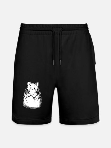Kitten in a pouch illustration - Stanley/Stella Trainer Unisex Organic Jogging Shorts - black