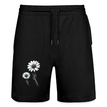 Blaue Gänseblümchen, Glück und Liebe - Stanley/Stella Unisex Bio Joggingshorts Trainer  - Schwarz - Vorne - Nik (191cm) & Marisol (170cm)