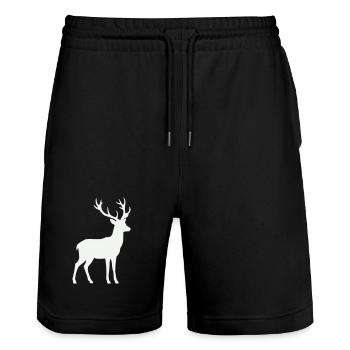 Silhouette de cerf - Short de jogging bio TRAINER Stanley/Stella unisexe - noir - Devant - Nik (191cm) & Marisol (170cm)