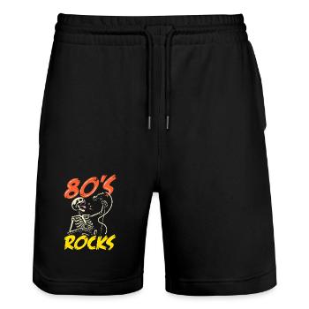 Retro Back to the 80s Vintage Design - Stanley/Stella Unisex Bio Joggingshorts Trainer  - Schwarz - Vorne - Nik (191cm) & Marisol (170cm)