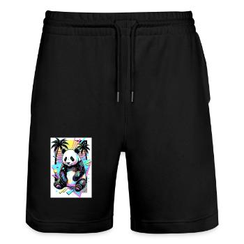 Panda - Stanley/Stella Unisex Bio Joggingshorts Trainer  - Schwarz - Vorne - Nik (191cm) & Marisol (170cm)