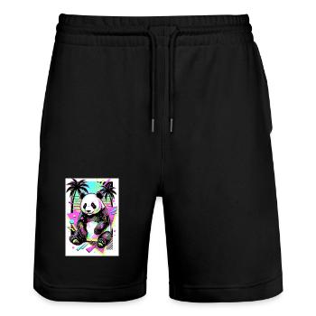 Panda - Stanley/Stella Unisex Bio Joggingshorts Trainer  - Schwarz - Vorne - Nik (191cm) & Marisol (170cm)
