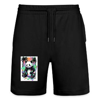 panda - Short de jogging bio TRAINER Stanley/Stella unisexe - noir - Devant - Nik (191cm) & Marisol (170cm)