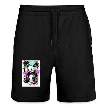 panda - Short de jogging bio TRAINER Stanley/Stella unisexe - noir - Devant - Nik (191cm) & Marisol (170cm)