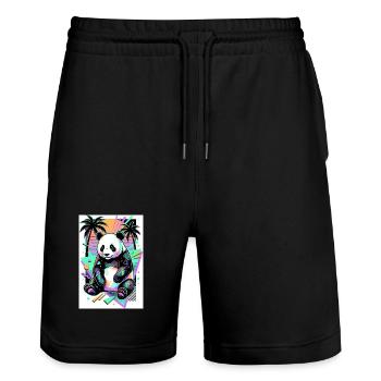 panda - Short de jogging bio TRAINER Stanley/Stella unisexe - noir - Devant - Nik (191cm) & Marisol (170cm)