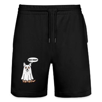Berger allemand Boo Woof - Chien drôle d’Halloween - Short de jogging bio TRAINER Stanley/Stella unisexe - noir - Devant - Nik (191cm) & Marisol (170cm)