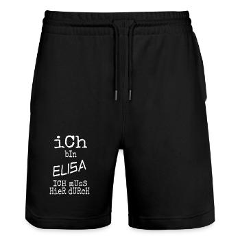 Elisa als Vorname - Stanley/Stella Unisex Bio Joggingshorts Trainer  - Schwarz - Vorne - Nik (191cm) & Marisol (170cm)