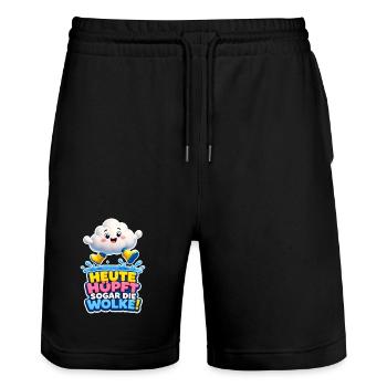 Cloud Jumps Today Even the Cloud Rain Humor - Stanley/Stella Trainer Unisex Organic Jogging Shorts - black - Front - Nik (191cm) & Marisol (170cm)
