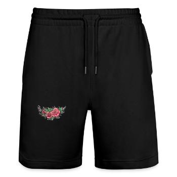 Cute flowers - Stanley/Stella Trainer Unisex Organic Jogging Shorts - black - Front - Nik (191cm) & Marisol (170cm)