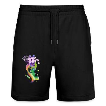 Ein Mädchen mit Blumen Schwebendes Mädchen - Stanley/Stella Unisex Bio Joggingshorts Trainer  - Schwarz - Vorne - Nik (191cm) & Marisol (170cm)