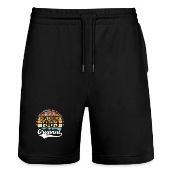 Legendär seit November 1983 - 1983 - Stanley/Stella Unisex Bio Joggingshorts Trainer  - Schwarz - Vorne - Nik (191cm) & Marisol (170cm)