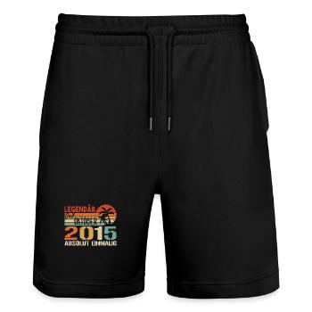 Legenden werden im Oktober 2015 geboren - 2015 - Stanley/Stella Unisex Bio Joggingshorts Trainer  - Schwarz - Vorne - Nik (191cm) & Marisol (170cm)