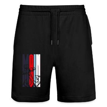 Moin mit Anker in maritimen Farben - Stanley/Stella Unisex Bio Joggingshorts Trainer  - Schwarz - Vorne - Nik (191cm) & Marisol (170cm)