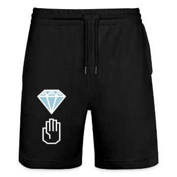 Diamond hands - Stanley/Stella Trainer Unisex Organic Jogging Shorts - black - Front - Nik (191cm) & Marisol (170cm)