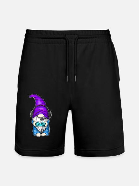 Gamer Gaming Gnome - Stanley/Stella Trainer Unisex Organic Jogging Shorts - black
