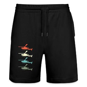 Hélicoptère Hélicoptère Rétro Cadeau - Short de jogging bio TRAINER Stanley/Stella unisexe - noir - Devant - Nik (191cm) & Marisol (170cm)