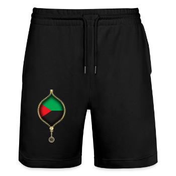 MARTINIQUE | FLAGGE | URBANE KUNSTSTOFFE - Stanley/Stella Unisex Bio Joggingshorts Trainer  - Schwarz - Vorne - Nik (191cm) & Marisol (170cm)