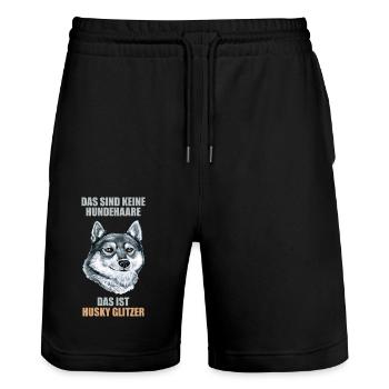 Husky Glitzer Hundehalter Hundehaare - Stanley/Stella Unisex Bio Joggingshorts Trainer  - Schwarz - Vorne - Nik (191cm) & Marisol (170cm)
