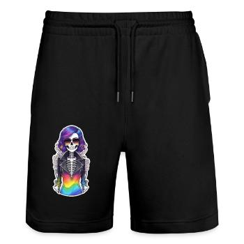 halloween - rock et arc en ciel - Short de jogging bio TRAINER Stanley/Stella unisexe - noir - Devant - Nik (191cm) & Marisol (170cm)