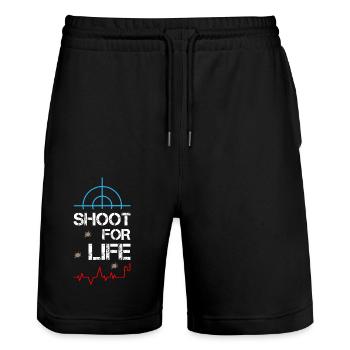 Tirez pour la vie Sniper - Short de jogging bio TRAINER Stanley/Stella unisexe - noir - Devant - Nik (191cm) & Marisol (170cm)