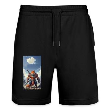 Ein monströses Ungetüm, ein Rotfuchs als Fantasie - Stanley/Stella Unisex Bio Joggingshorts Trainer  - Schwarz - Vorne - Nik (191cm) & Marisol (170cm)