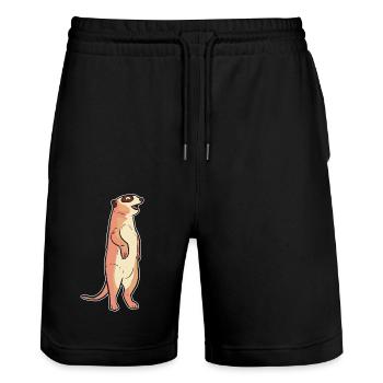 Meerkat - Stanley/Stella Trainer Unisex Organic Jogging Shorts - black - Front - Nik (191cm) & Marisol (170cm)