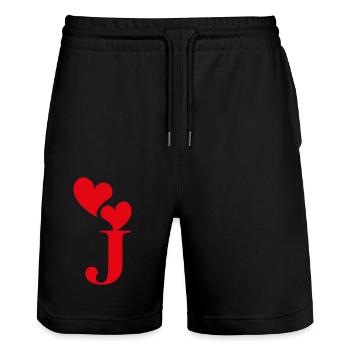 Buchstabe j rotes Herz - Stanley/Stella Unisex Bio Joggingshorts Trainer  - Schwarz - Vorne - Nik (191cm) & Marisol (170cm)