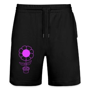 Kleine Hübsche Glückliche Pinke Blume Blumentopf - Stanley/Stella Unisex Bio Joggingshorts Trainer  - Schwarz - Vorne - Nik (191cm) & Marisol (170cm)