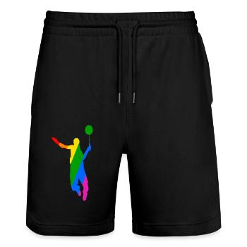 Conception de tennis de badminton arc-en-ciel - Short de jogging bio TRAINER Stanley/Stella unisexe - noir - Devant - Nik (191cm) & Marisol (170cm)