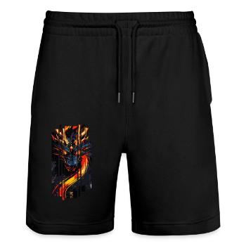 Roter Fantasy-Drache - Stanley/Stella Unisex Bio Joggingshorts Trainer  - Schwarz - Vorne - Nik (191cm) & Marisol (170cm)