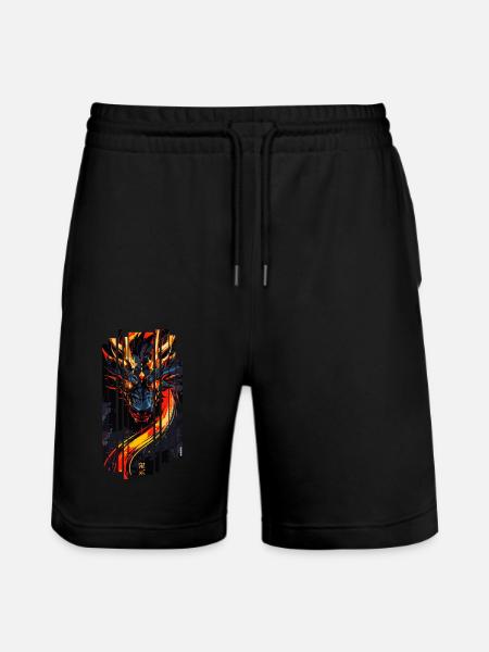 Red fantasy dragon - Stanley/Stella Trainer Unisex Organic Jogging Shorts - black