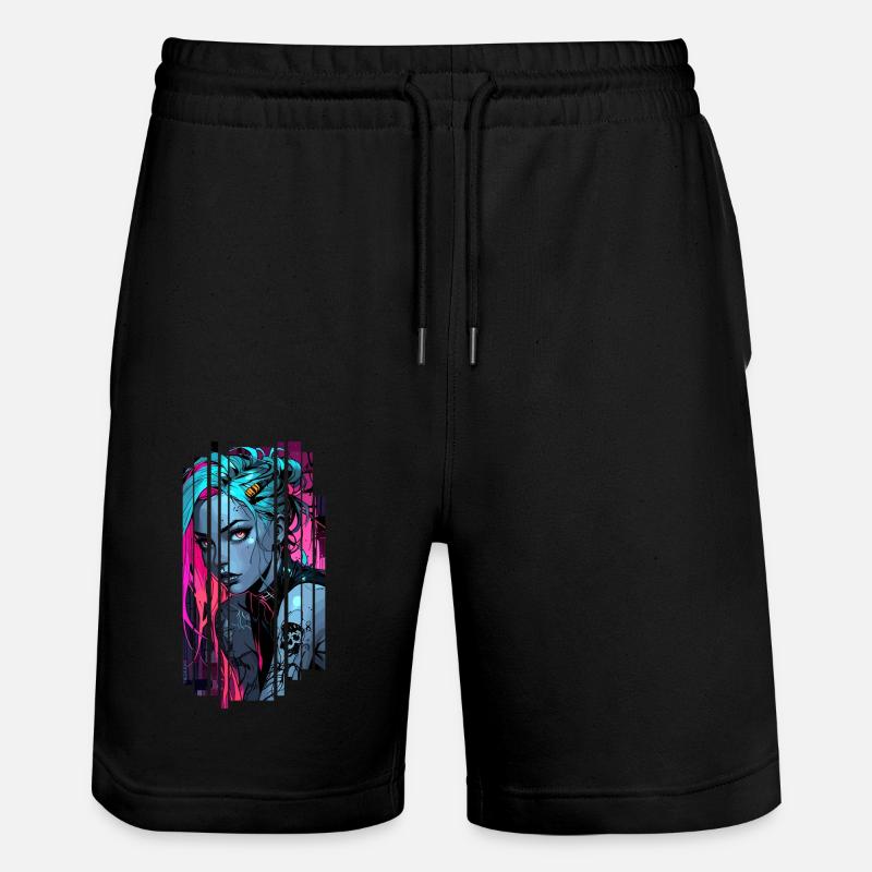 Cyber girl bleu néon - Short de jogging bio TRAINER Stanley/Stella unisexe - noir