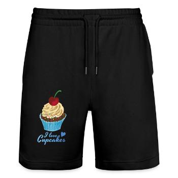 I love cupcakes - Stanley/Stella Trainer Unisex Organic Jogging Shorts - black - Front - Nik (191cm) & Marisol (170cm)