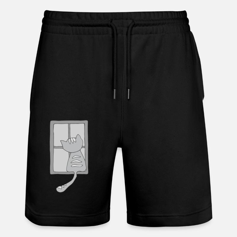 Chat à la fenêtre gris - Short de jogging bio TRAINER Stanley/Stella unisexe - noir