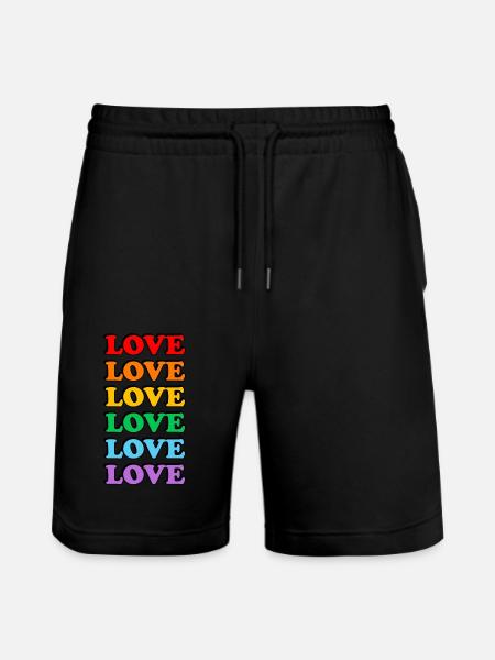 Love 6 rainbow colors gay pride - Stanley/Stella Trainer Unisex Organic Jogging Shorts - black