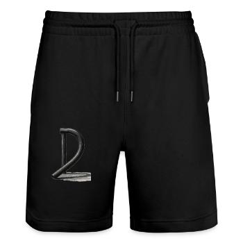 Stylish Letter D – Artistic Brush Style - Stanley/Stella Trainer Unisex Organic Jogging Shorts - black - Front - Nik (191cm) & Marisol (170cm)
