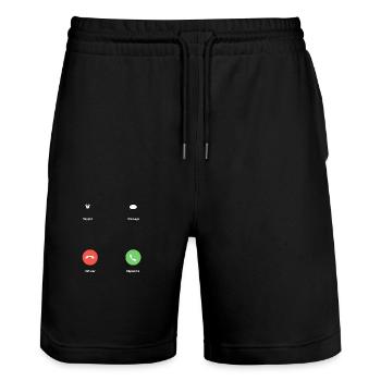 Call - Stanley/Stella Trainer Unisex Organic Jogging Shorts - black - Front - Nik (191cm) & Marisol (170cm)