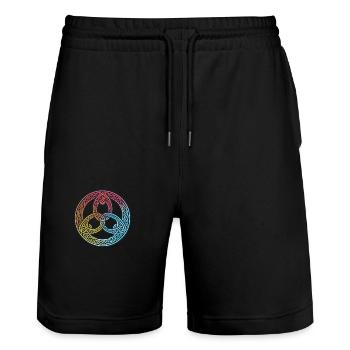 Celtic Heart of Breizh Ring - Stanley/Stella Trainer Unisex Organic Jogging Shorts - black - Front - Nik (191cm) & Marisol (170cm)