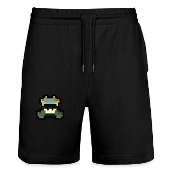 Pixel Boxer - Stanley/Stella Unisex Bio Joggingshorts Trainer  - Schwarz - Vorne - Nik (191cm) & Marisol (170cm)