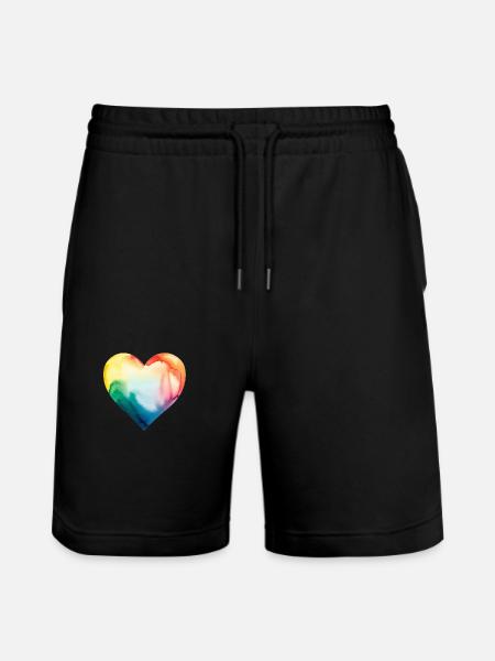 Lgbt heart rainbow - Stanley/Stella Trainer Unisex Organic Jogging Shorts - black
