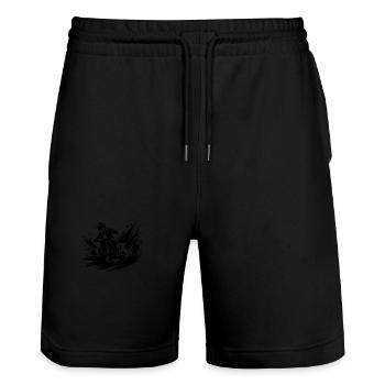 Skisport im Extremsport Style Pisten Abfahrt - Stanley/Stella Unisex Bio Joggingshorts Trainer  - Schwarz - Vorne - Nik (191cm) & Marisol (170cm)