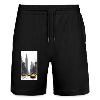 New York - Stanley/Stella Unisex Bio Joggingshorts Trainer  - Schwarz - Vorne - Nik (191cm) & Marisol (170cm)