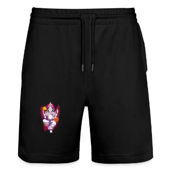 Ganesha colorful your god of luck - Stanley/Stella Trainer Unisex Organic Jogging Shorts - black - Front - Nik (191cm) & Marisol (170cm)