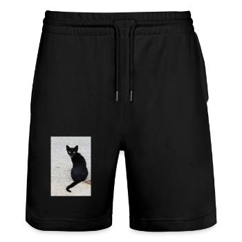 Chat noir - Short de jogging bio TRAINER Stanley/Stella unisexe - noir - Devant - Nik (191cm) & Marisol (170cm)