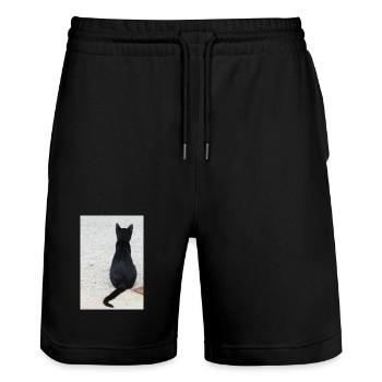 Katze Kätzchen Katzenshirt Geschenk - Stanley/Stella Unisex Bio Joggingshorts Trainer  - Schwarz - Vorne - Nik (191cm) & Marisol (170cm)