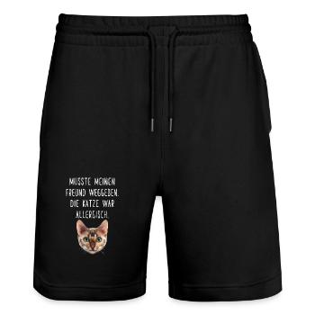 Musste meinen Freund weggeben die Katze allergisch - Stanley/Stella Unisex Bio Joggingshorts Trainer  - Schwarz - Vorne - Nik (191cm) & Marisol (170cm)