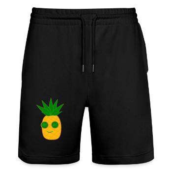T-shirt d’été Ananas avec lunettes de soleil - Short de jogging bio TRAINER Stanley/Stella unisexe - noir - Devant - Nik (191cm) & Marisol (170cm)
