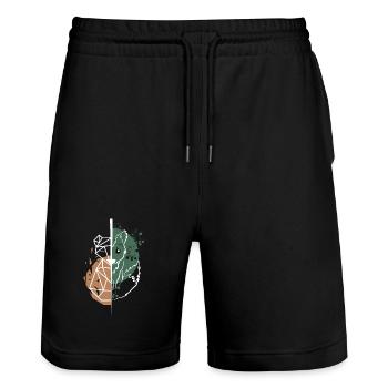 Fox vs Origami weiße Zeichnung - Stanley/Stella Unisex Bio Joggingshorts Trainer  - Schwarz - Vorne - Nik (191cm) & Marisol (170cm)